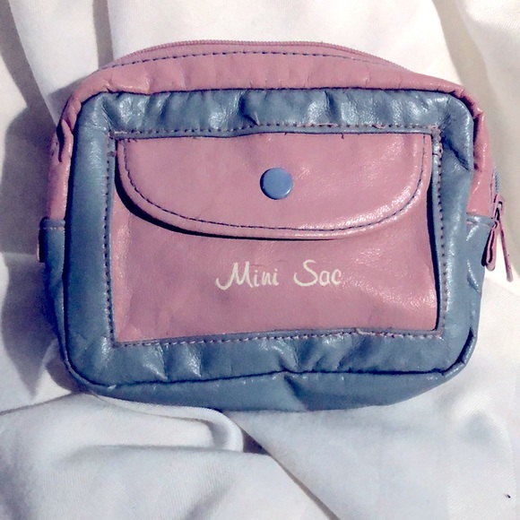 Vintage Mini Sac by Roger Gimbel Accessories in Mauve Pink & Light Blue Gray - Picture 1 of 5